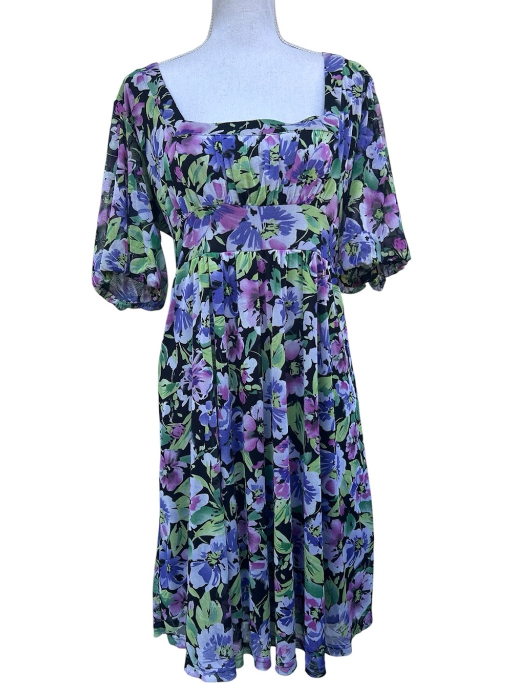 Allison Morgan floral fit & flare dress L 14